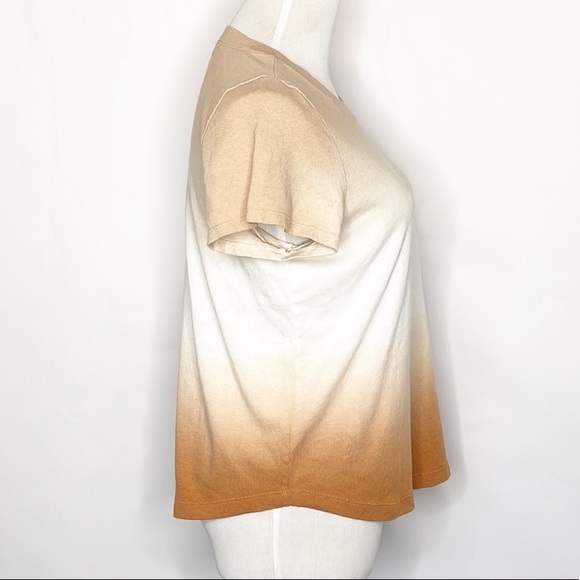 Madewell Dip Dye Brick Orange & Cream Ombré Tee (M) - Picture 4 of 7